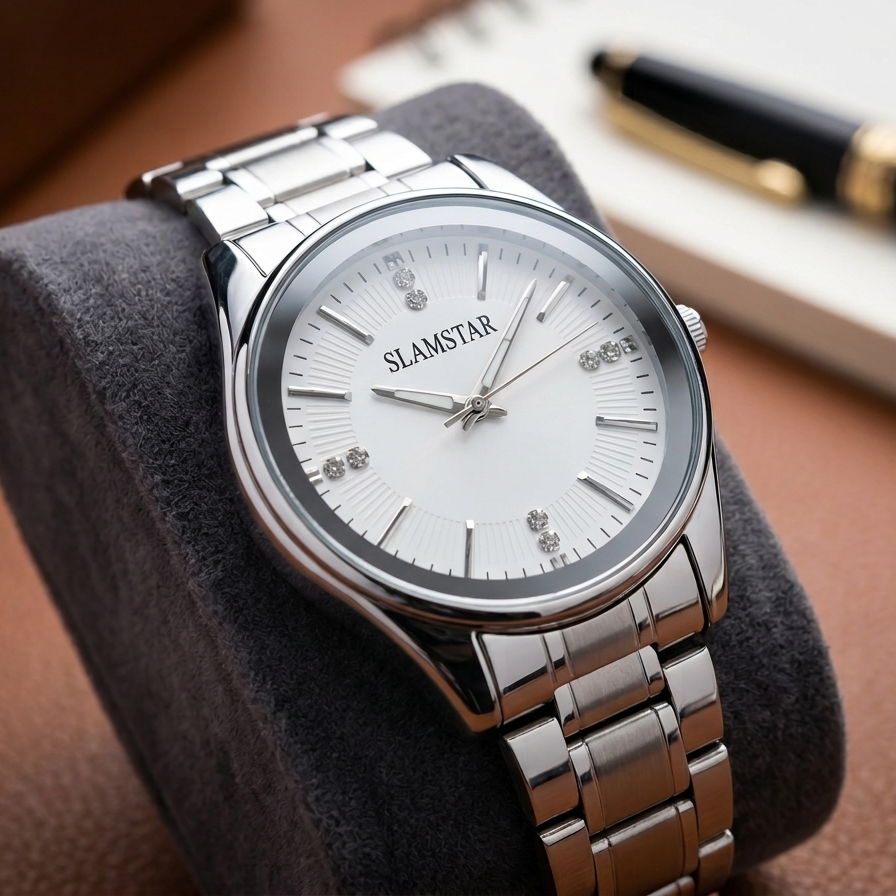 AA1 SLAMSTAR SILVER QUARTZ WATCH | 1 YEAR WARRANTY